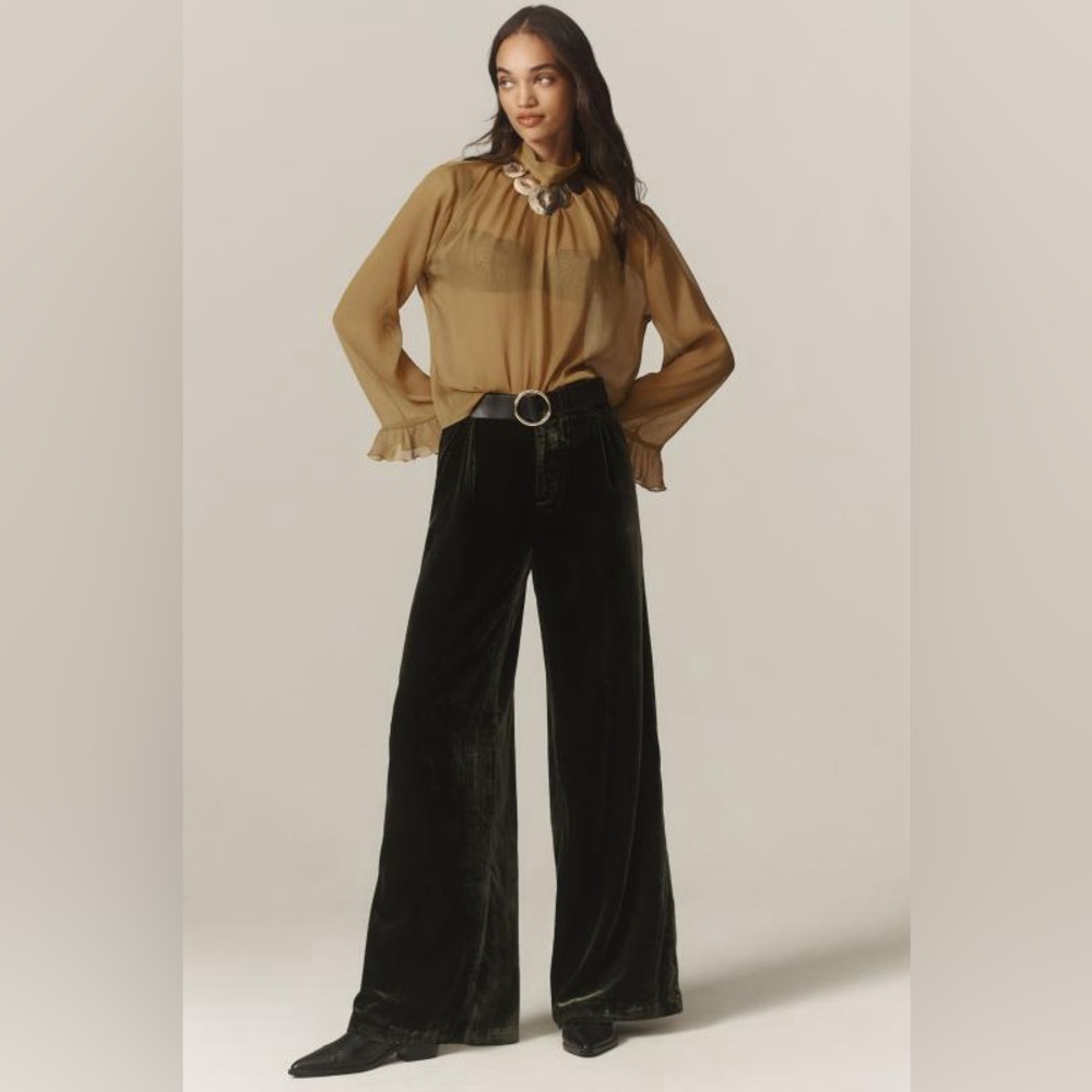 Anthropologie Wide-Leg Velvet Pants